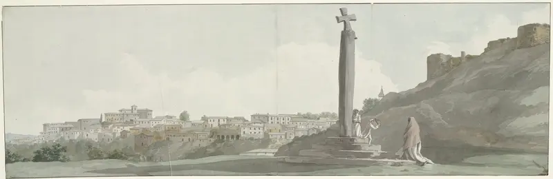 Gezicht op Arriano en monument, zogenaamde altaar van Janus Wall Art by Louis Ducros - High-Resolution Digital Print