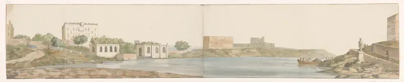 Gezicht op baai van San Giuliano op eiland Malta Wall Art by Louis Ducros - High-Resolution Digital Print