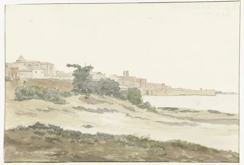 Gezicht op Barletta gelegen aan de kust Wall Art by Louis Ducros - High-Resolution Digital Print