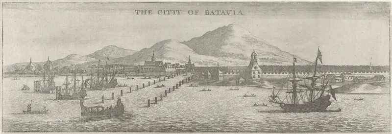 Gezicht op Batavia met schepen Wall Art by Wenceslaus Hollar - High-Resolution Digital Print
