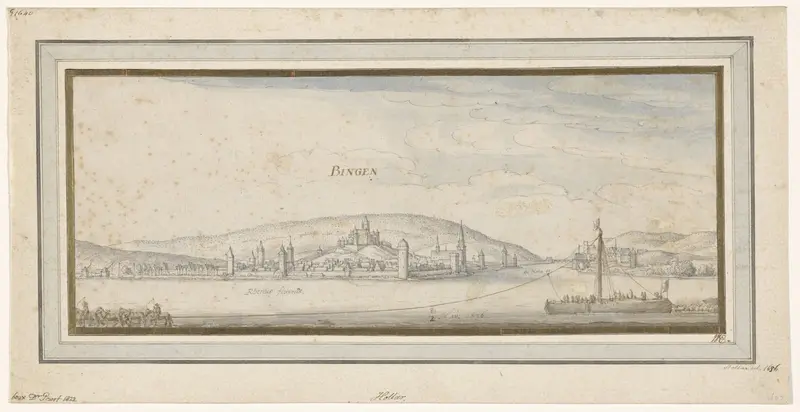 Gezicht op Bingen aan de Rijn Wall Art by Wenceslaus Hollar - High-Resolution Digital Print