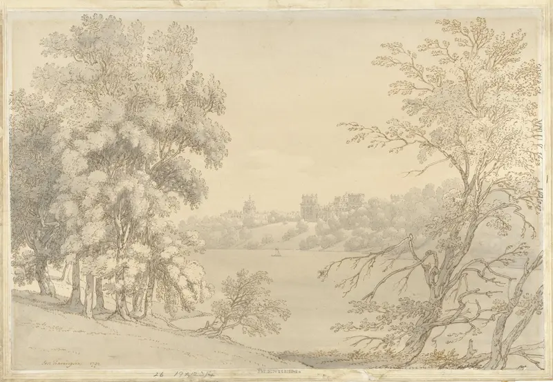 Gezicht op Blenheim Palace over het meer Blenheim Wall Art by Joseph Farington - High-Resolution Digital Print