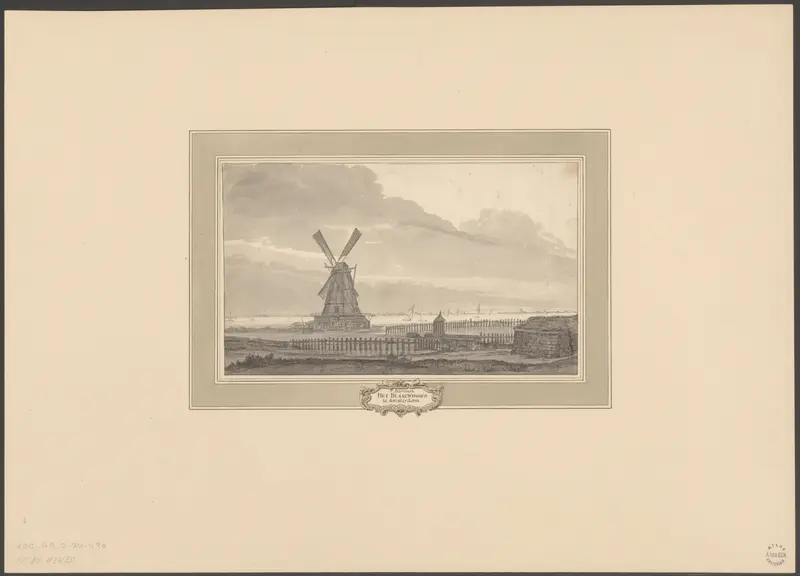 Gezicht op bolwerk Blaauwhoofd met molen De Bok Wall Art by Unknown - High-Resolution Digital Print