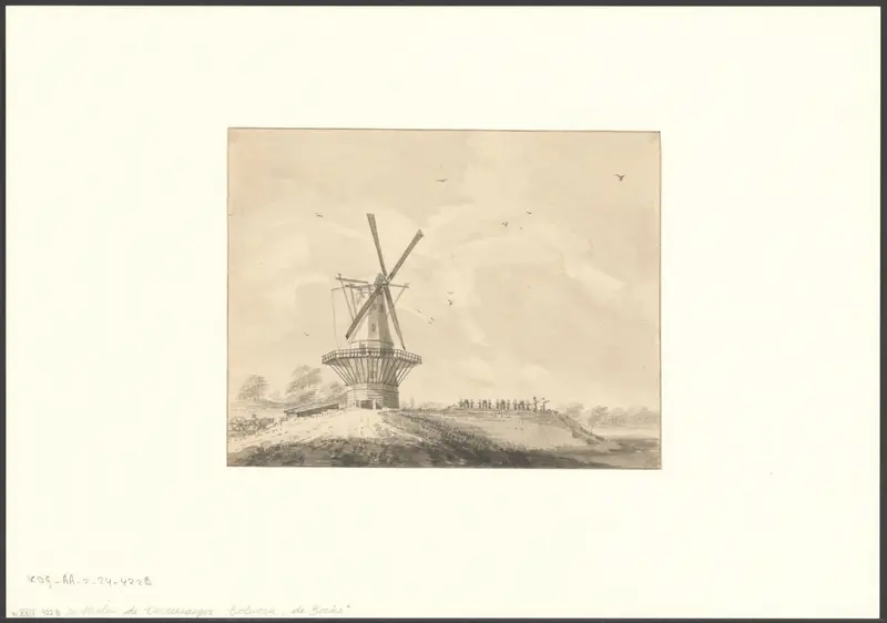 Gezicht op bolwerk De Bocht met molen De Vervanger Wall Art by Unknown - High-Resolution Digital Print