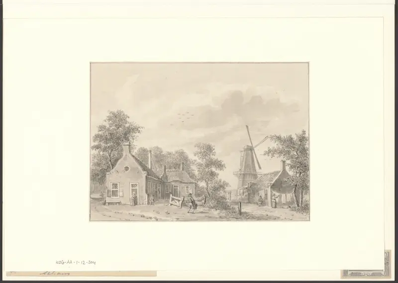 Gezicht op bolwerk De Schinkel met molen De Roomolen Wall Art by Unknown - High-Resolution Digital Print