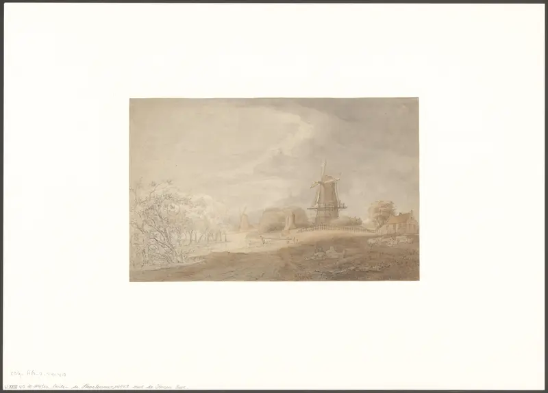 Gezicht op bolwerk Oosterbeer met molen de Gooyer Wall Art by anonymous - High-Resolution Digital Print