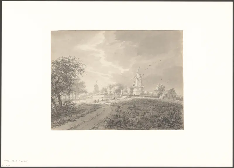 Gezicht op bolwerk Oosterbeer met molen de Gooyer Wall Art by Unknown - High-Resolution Digital Print