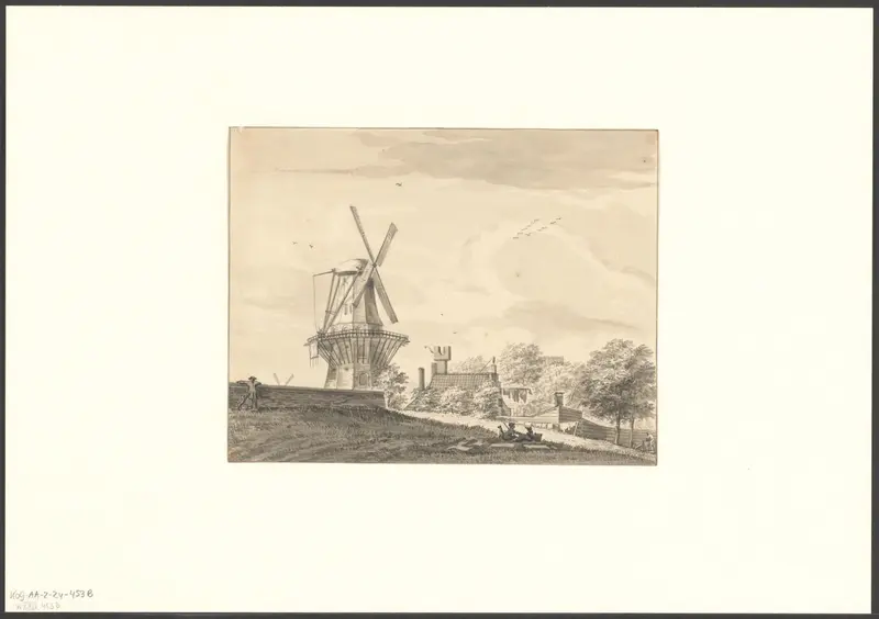 Gezicht op bolwerk Rijk met molen De Victor Wall Art by Bartholomeus Barbiers - High-Resolution Digital Print