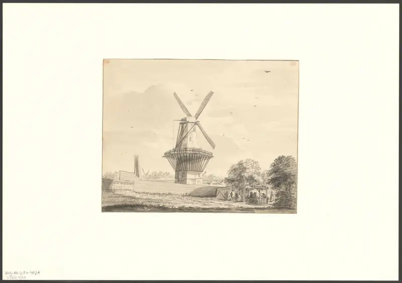 Gezicht op bolwerk Rijkeroord met molen De Bloem Wall Art by Unknown - High-Resolution Digital Print