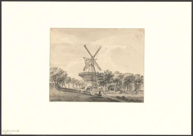 Gezicht op bolwerk Weesp met molen Het Fortuin Wall Art by Unknown - High-Resolution Digital Print