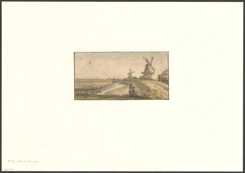 Gezicht op Bolwerk Westerbeer gezien naar de molen De Beer en De Vervanger Wall Art by Jurriaan Andriessen - High-Resolution Digital Print