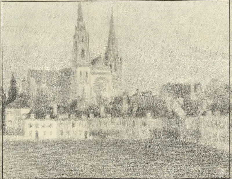 Gezicht op Chartres Wall Art by Henri Eugène Le Sidaner - High-Resolution Digital Print