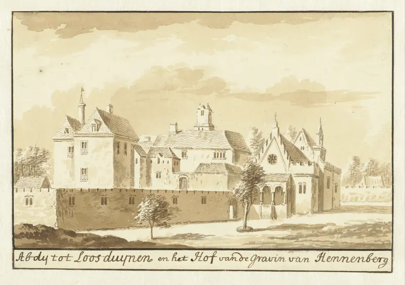 Gezicht op de abdij en het hof van Henneberg te Loosduinen Wall Art by Abraham Rademaker - High-Resolution Digital Print