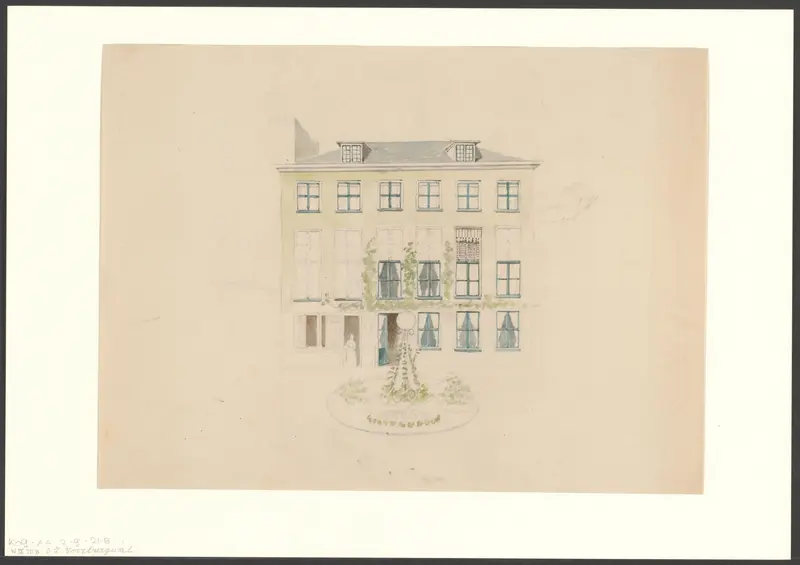 Gezicht op de achtergevel van de Oudezijds Voorburgwal 203, gezien vanuit de tuin Wall Art by anonymous - High-Resolution Digital Print