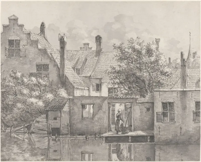 Gezicht op de achterkant van huizen aan het water Wall Art by J. Scheltema Jansz - High-Resolution Digital Print