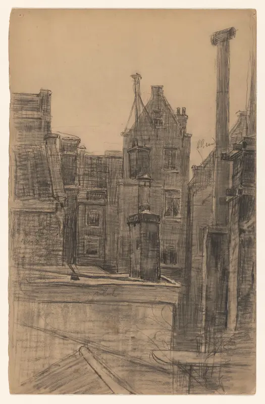 Gezicht op de achterkant van huizen, met kleurnotities Wall Art by Wilhelmus Johannes Steenhoff - High-Resolution Digital Print