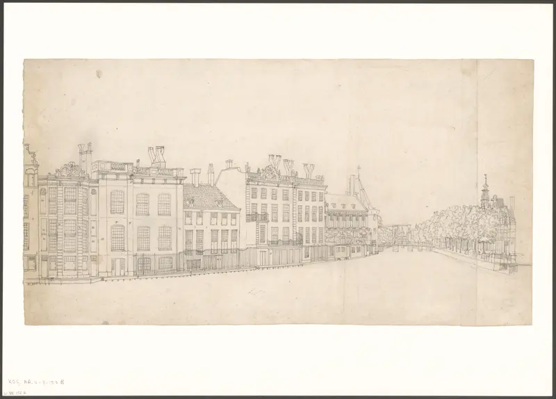 Gezicht op de achterzijde van de Doelenstraat en ingang van de Kloveniersburgwal Wall Art by Jan Spaan - High-Resolution Digital Print