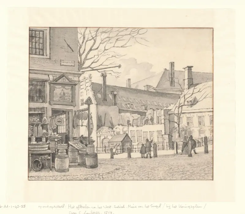 Gezicht op de afbraak van het West-Indisch Huis, gezien van het Koningsplein over het Singel Wall Art by Unknown - High-Resolution Digital Print