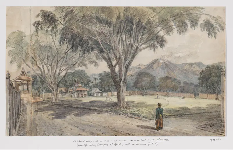 Gezicht op de alun-alun van een dorp Wall Art by Adrianus Johannes Bik - High-Resolution Digital Print