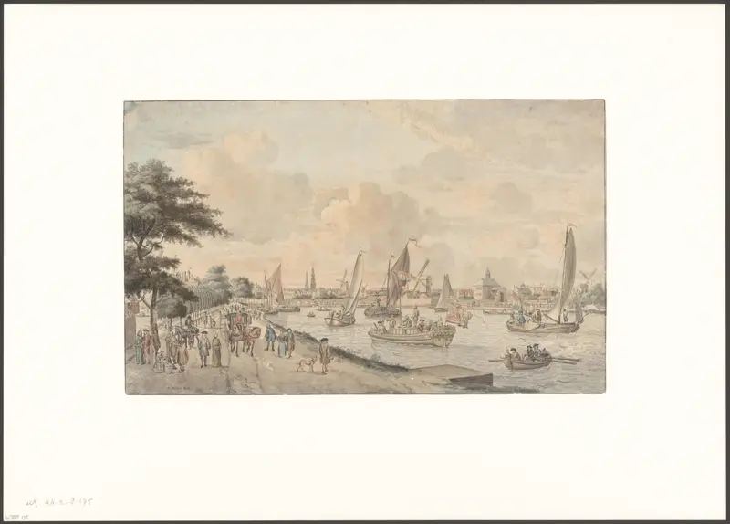 Gezicht op de Amstel gezien vanaf de Amsteldijk met rechts de Weesperpoort Wall Art by Unknown - High-Resolution Digital Print