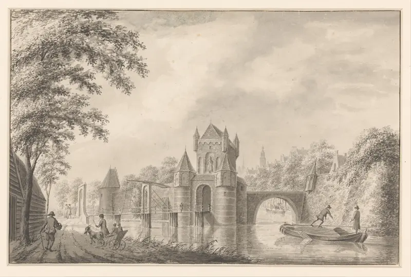 Gezicht op de Amsterdamse Poort in Haarlem Wall Art by anonymous - High-Resolution Digital Print