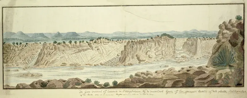 Gezicht op de Augrabies-waterval in de Oranjerivier Wall Art by Robert Jacob Gordon - High-Resolution Digital Print