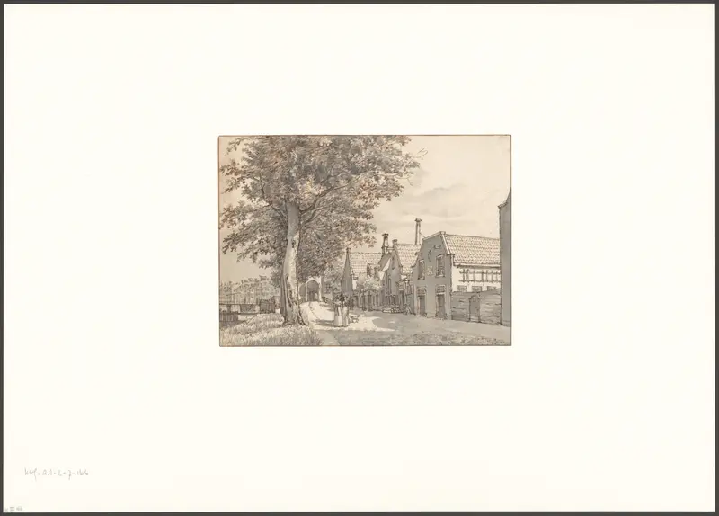 Gezicht op de Binnen-Amstel bij het woon- en pakhuis van de Binnen Rasphuismolen en de voormalige Diaconiebrouwerij Wall Art by Unknown - High-Resolution Digital Print