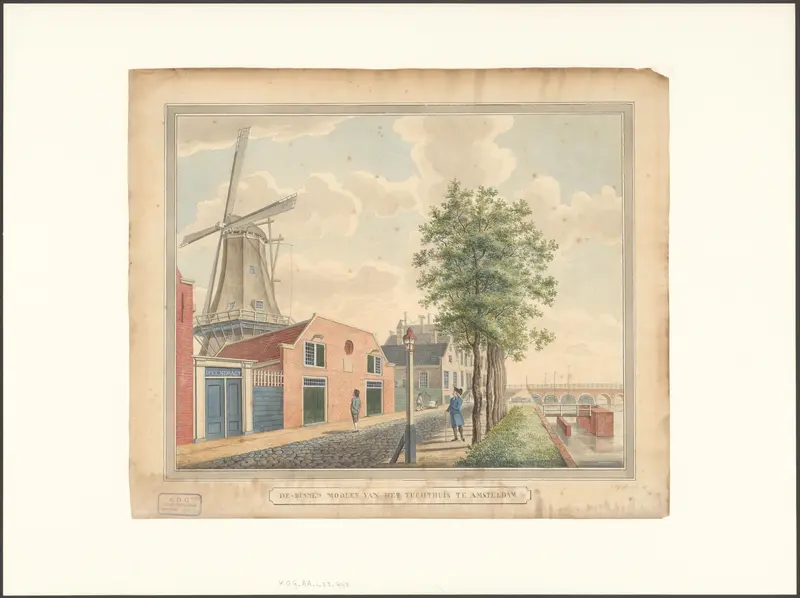Gezicht op de Binnen Rasphuismolen aan de Onbekendegracht Wall Art by Unknown - High-Resolution Digital Print