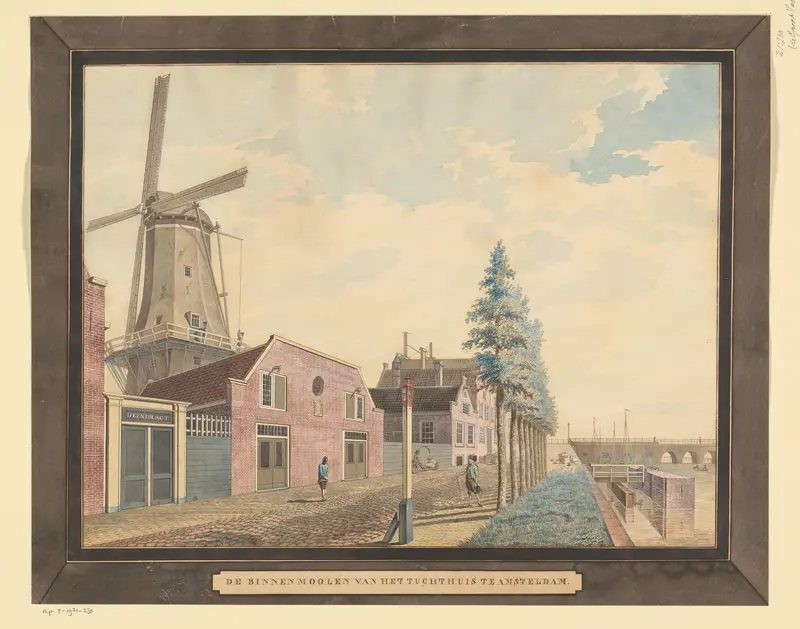 Gezicht op de Binnenmolen van het rasphuis te Amsterdam Wall Art by Unknown - High-Resolution Digital Print