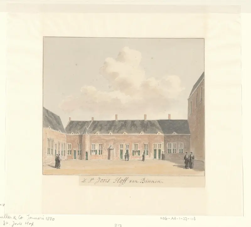 Gezicht op de binnenplaats van het Sint-Jorishof te Amsterdam Wall Art by Unknown - High-Resolution Digital Print
