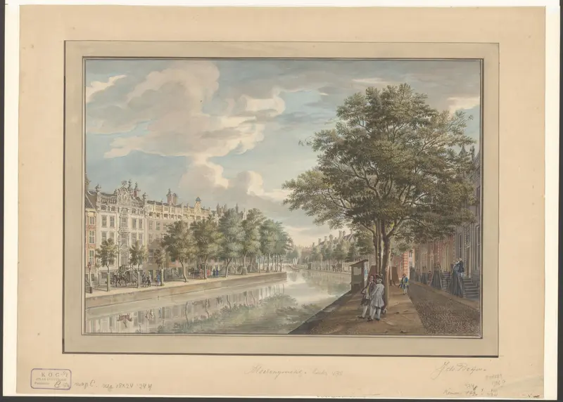 Gezicht op de bocht van de Herengracht, gezien in de richting van de Nieuwe Spiegelstraat en Vijzelstraat Wall Art by Jan de Beijer - High-Resolution Digital Print