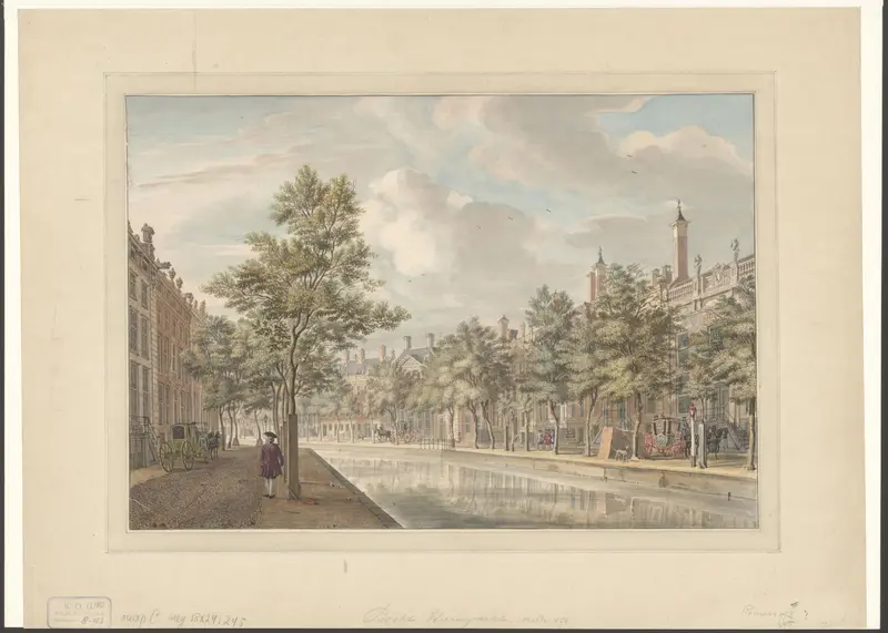 Gezicht op de bocht van de Herengracht, gezien in de richting van de Nieuwe Spiegelstraat Wall Art by Jan de Beijer - High-Resolution Digital Print