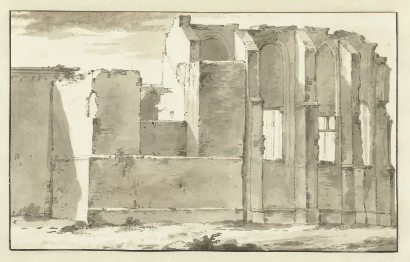 Gezicht op de bouwvallen van het koor van de Grote Kerk te Zandvoort Wall Art by Abraham Rademaker - High-Resolution Digital Print