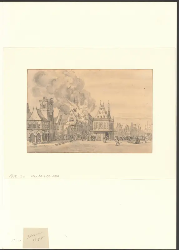 Gezicht op de brand in de Nieuwe Kerk op 11 januari 1645 Wall Art by Unknown - High-Resolution Digital Print