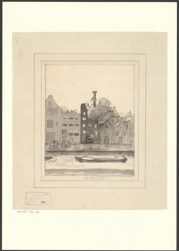 Gezicht op de brand in de suikerraffinaderij Schoonenburg aan de Bloemgracht Wall Art by anonymous - High-Resolution Digital Print