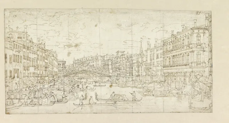 Gezicht op de Canal Grande en Ponte del Rialto te Venetië Wall Art by Bernardo Bellotto - High-Resolution Digital Print