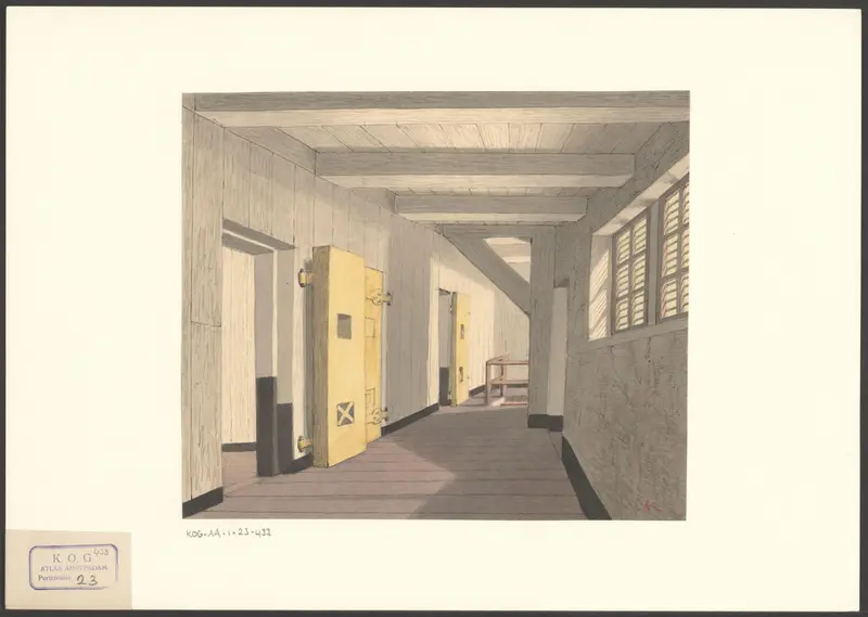 Gezicht op de cellengang in het Tucht- of Rasphuis aan de Heiligeweg Wall Art by Unknown - High-Resolution Digital Print