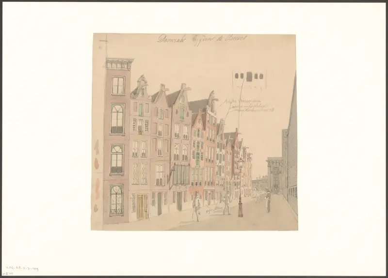Gezicht op de Damrak naast de Beurs van Zocher, gezien naar de Vijgendam Wall Art by Johan Martinus Anthon Rieke - High-Resolution Digital Print