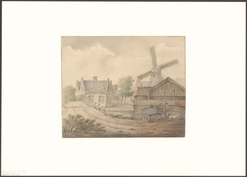 Gezicht op de Diamantslijperij De Palmboom aan de Middenweg met molen Het Luipaard Wall Art by Unknown - High-Resolution Digital Print