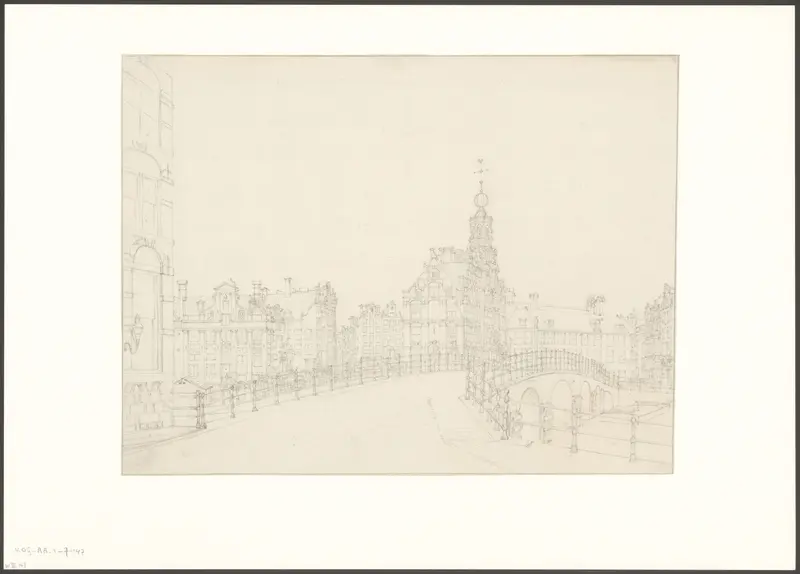 Gezicht op de Doelensluis gezien naar het Muntplein en de Munttoren Wall Art by Unknown - High-Resolution Digital Print