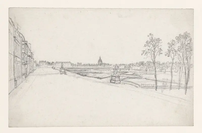 Gezicht op de Dome des Invalides uit de Champ de Mars Wall Art by Georges Michel - High-Resolution Digital Print