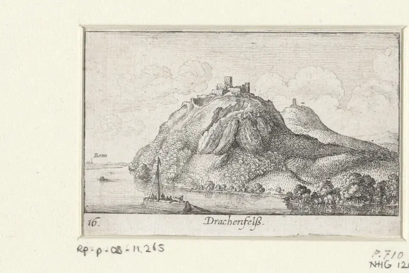 Gezicht op de Drachenfels aan de Rijn Wall Art by Wenceslaus Hollar - High-Resolution Digital Print