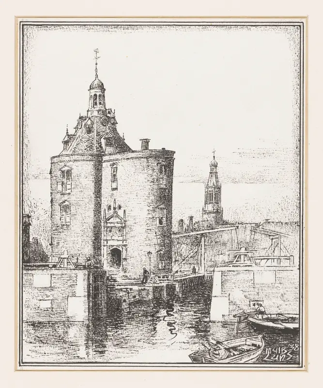 Gezicht op de Drommedaris te Enkhuizen Wall Art by Unknown - High-Resolution Digital Print