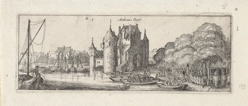 Gezicht op de Eerste Sint-Antoniespoort te Amsterdam Wall Art by Claes Jansz. Visscher, II - High-Resolution Digital Print