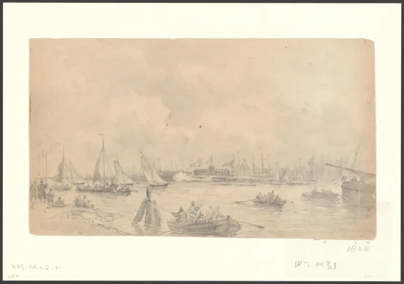 Gezicht op de eerste wedstrijd van de Koninklijke Roei- en Zeilvereniging in 1848 Wall Art by Unknown - High-Resolution Digital Print