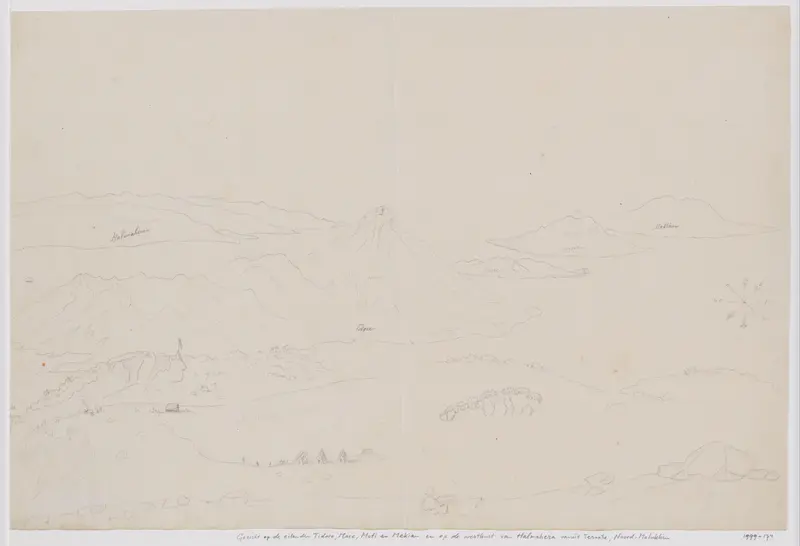 Gezicht op de eilanden Tidore, Mare, Moti en Makian en op de westkust van Halmahera vanuit Ternate, Noord-Molukken Wall Art by Adrianus Johannes Bik - High-Resolution Digital Print