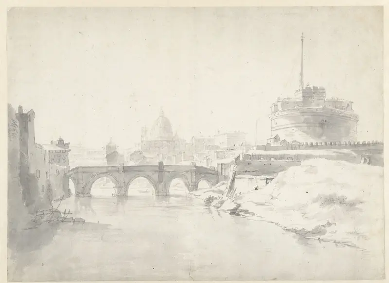 Gezicht op de Engelenburcht te Rome Wall Art by anonymous - High-Resolution Digital Print