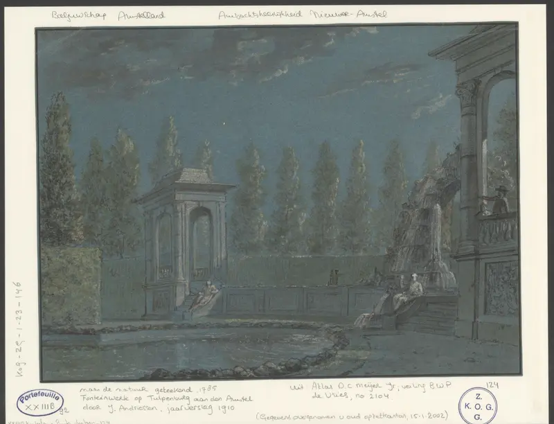 Gezicht op de fontein van Tulpenburg Wall Art by Unknown - High-Resolution Digital Print