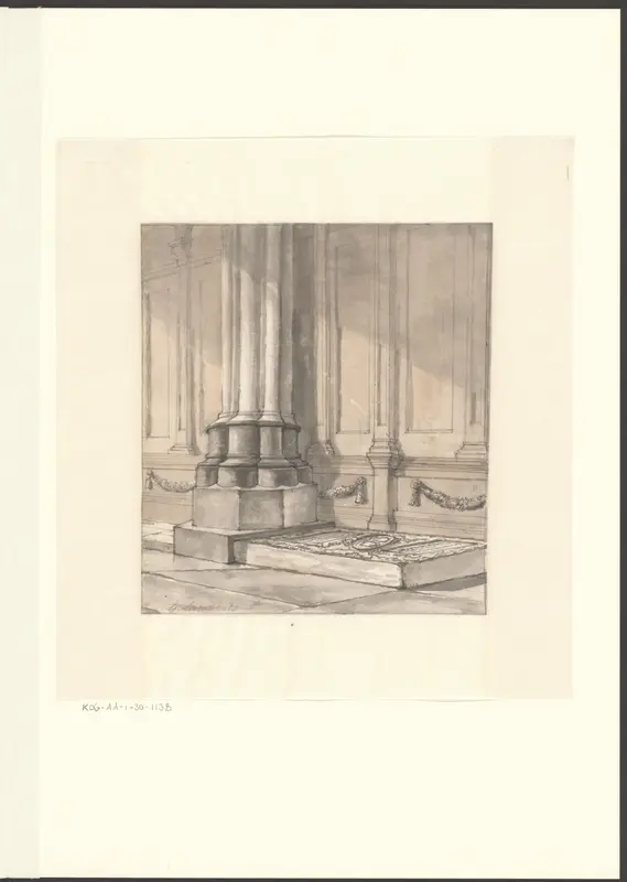 Gezicht op de grafsteen van Jan van Baerle in de Nieuwe Kerk Wall Art by Unknown - High-Resolution Digital Print