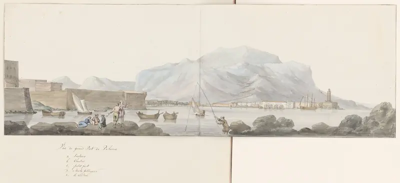 Gezicht op de grote haven van Palermo Wall Art by Louis Ducros - High-Resolution Digital Print